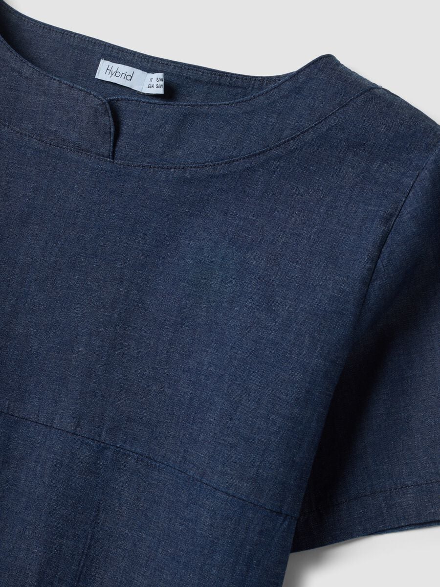 Blusa blu in cotone elasticizzato_5