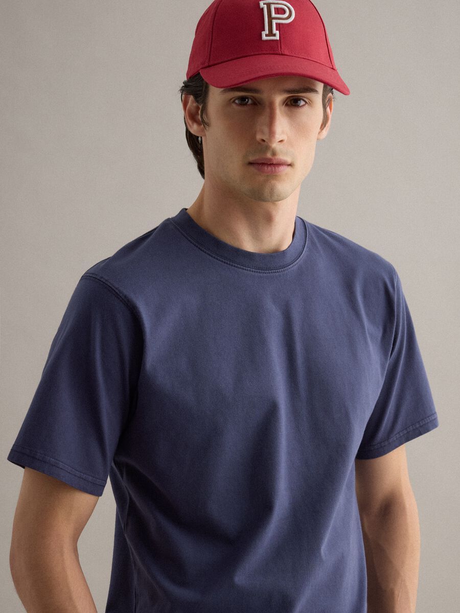 T-shirt in puro cotone blu relaxed fit_0