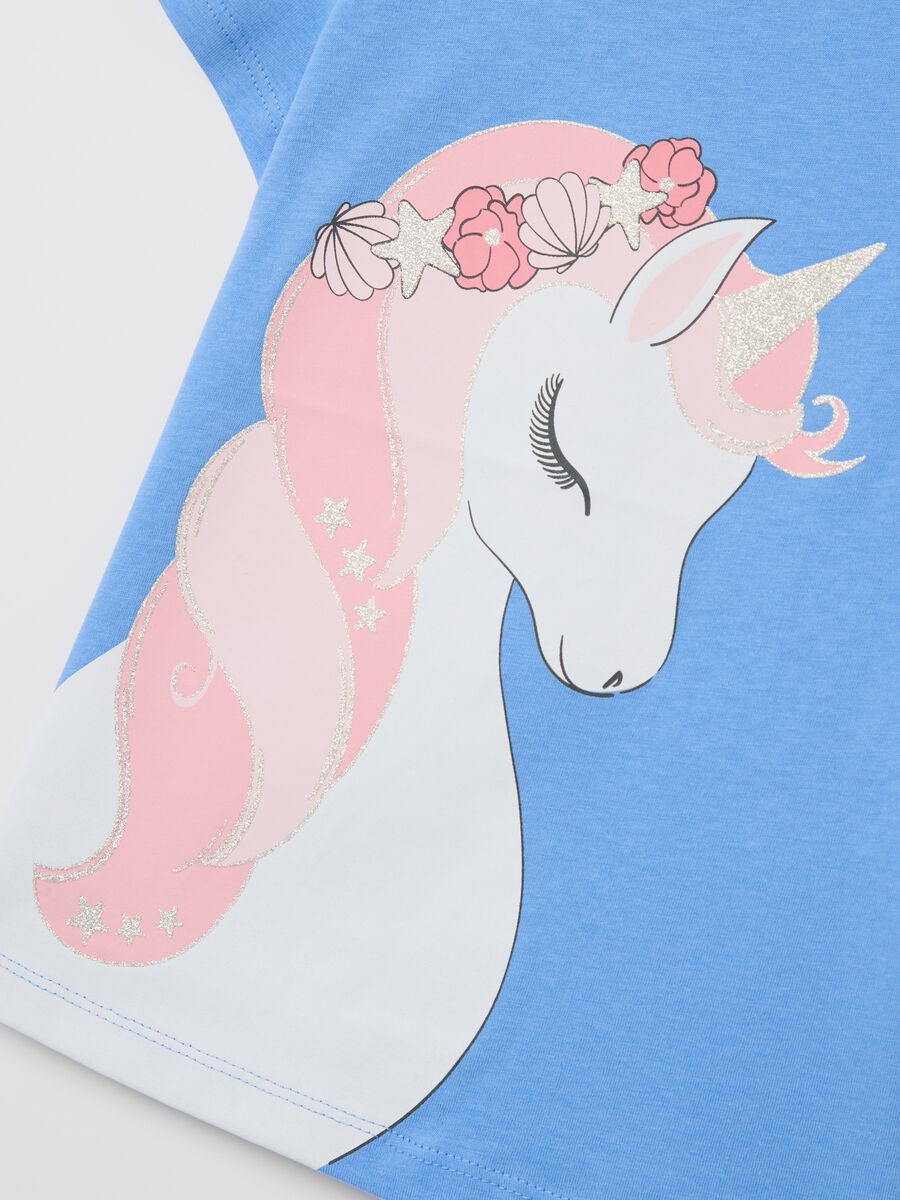 OVS Kids blue cotton T-shirt with pink unicorn_2