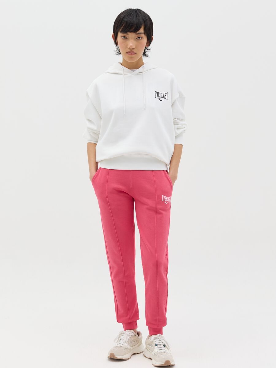 Fuchsia joggers with elasticated edging and logo print_0