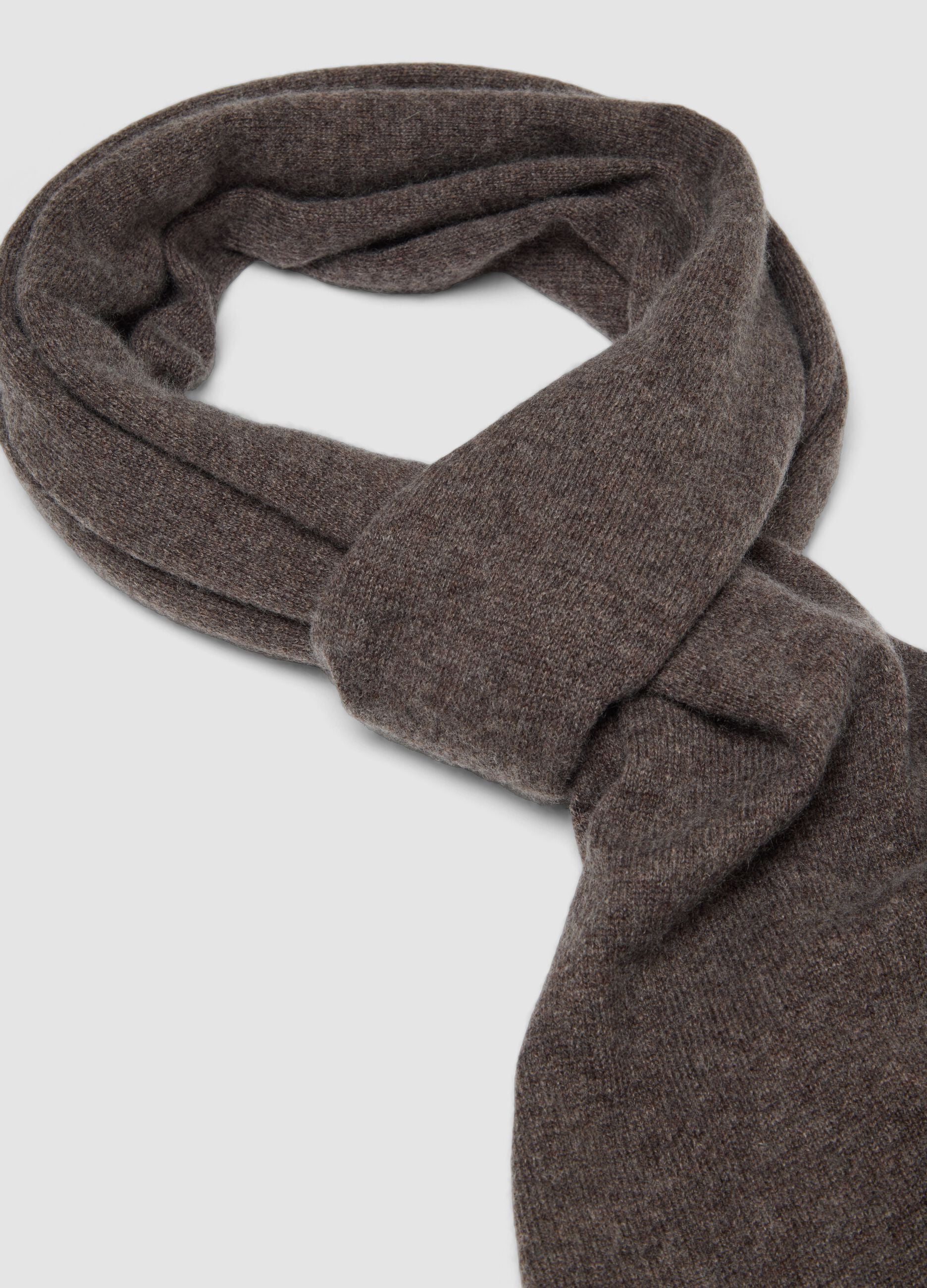 Sciarpa marrone in misto lana, cashmere e viscosa