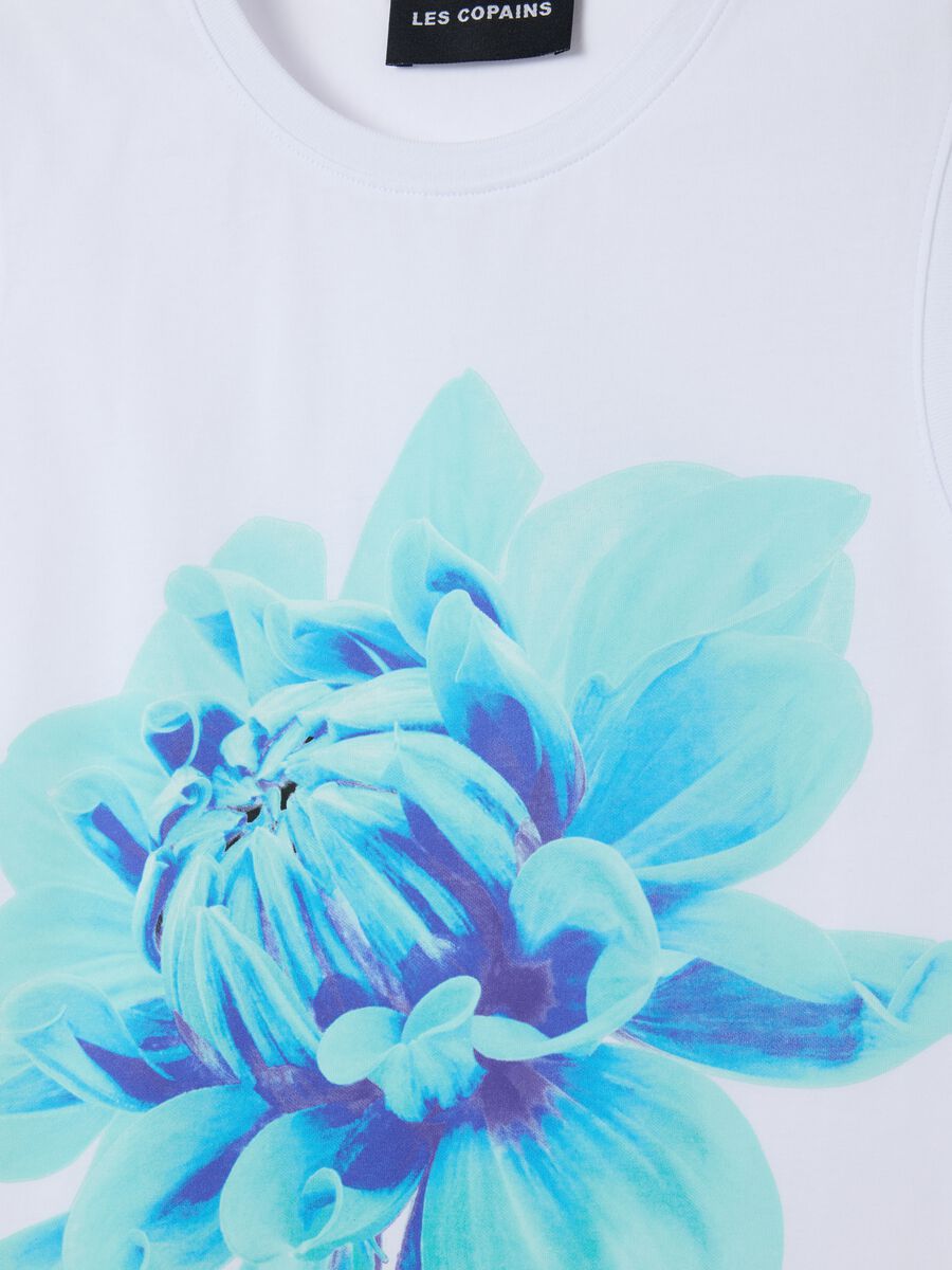 White tank top with floral print by Les Copains_1