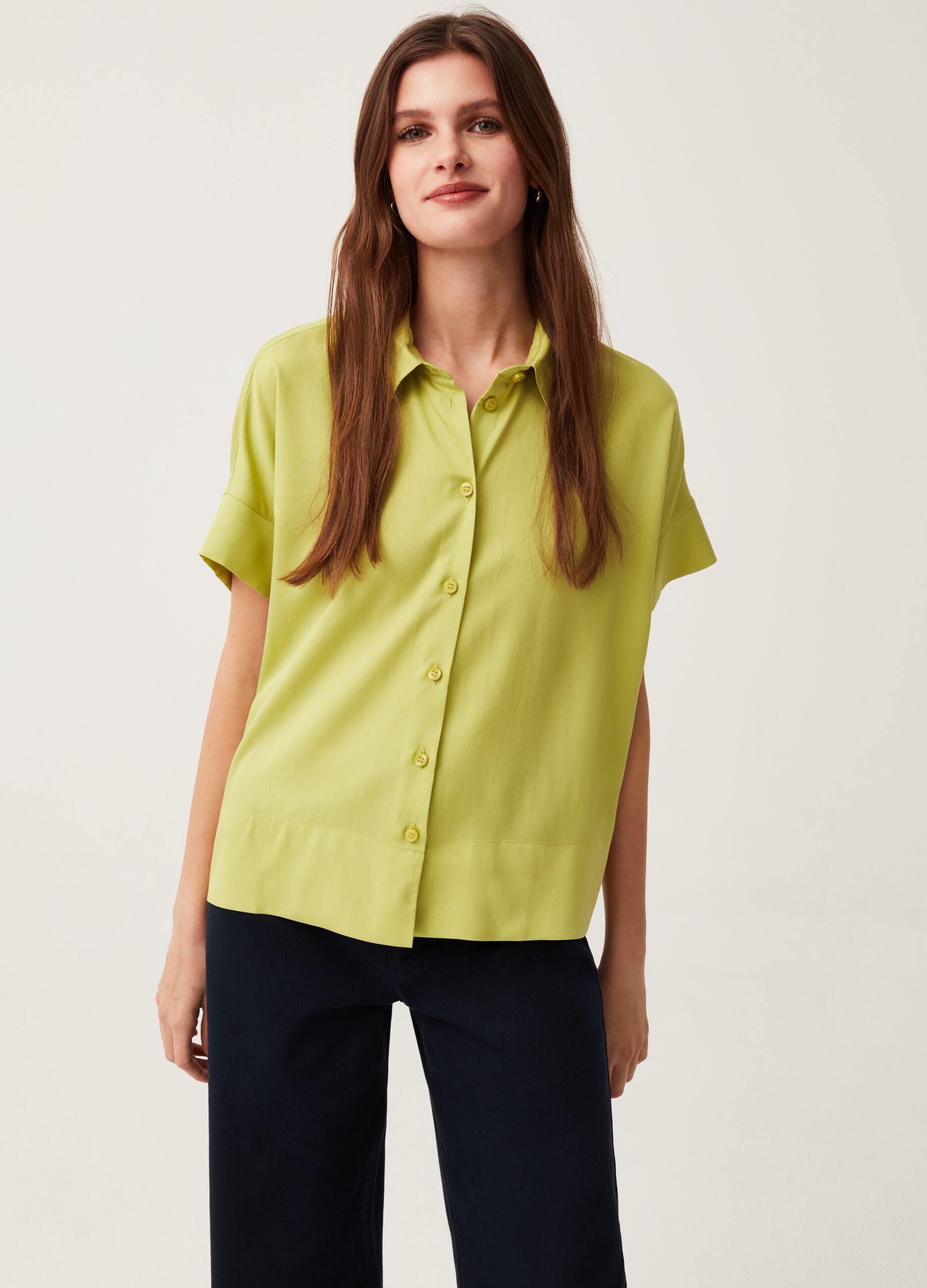 Camicia in Lyocell con maniche a kimono_1