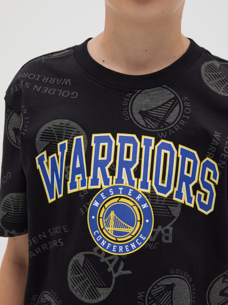 Boys’ oversized black T-shirt in 100% cotton with Golden State Warriors print_2
