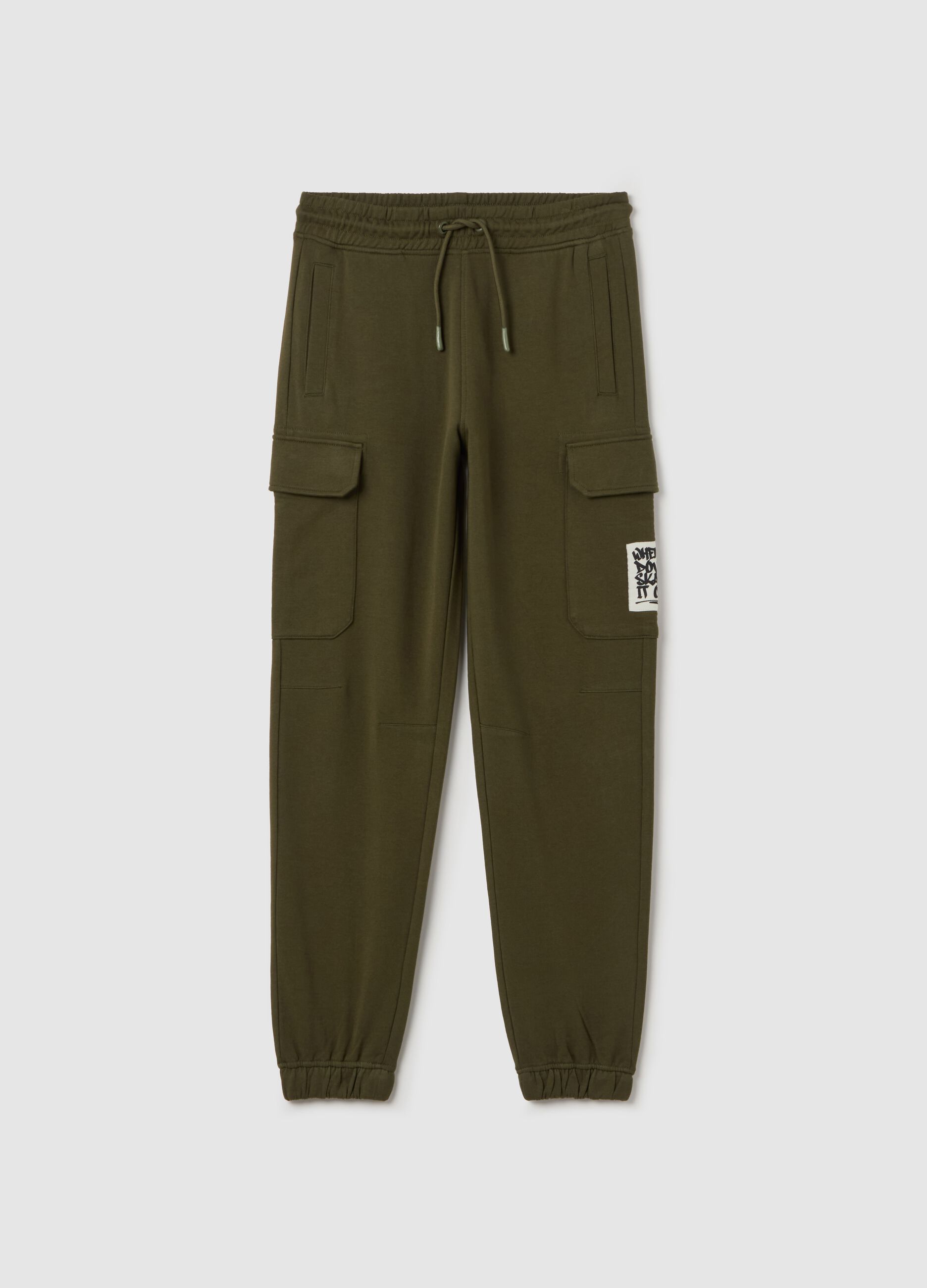 Cargo joggers in cotton with drawstring