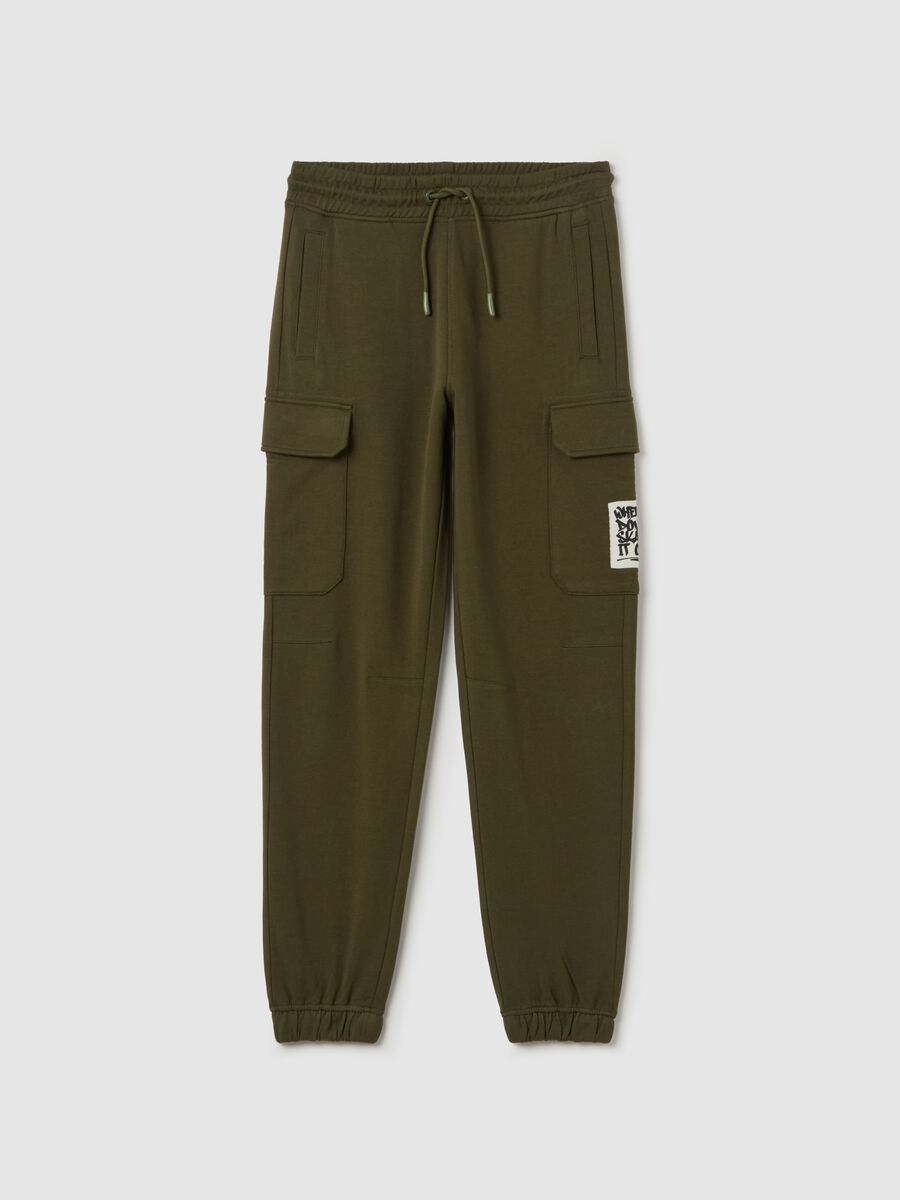 Cargo joggers in cotton with drawstring_0