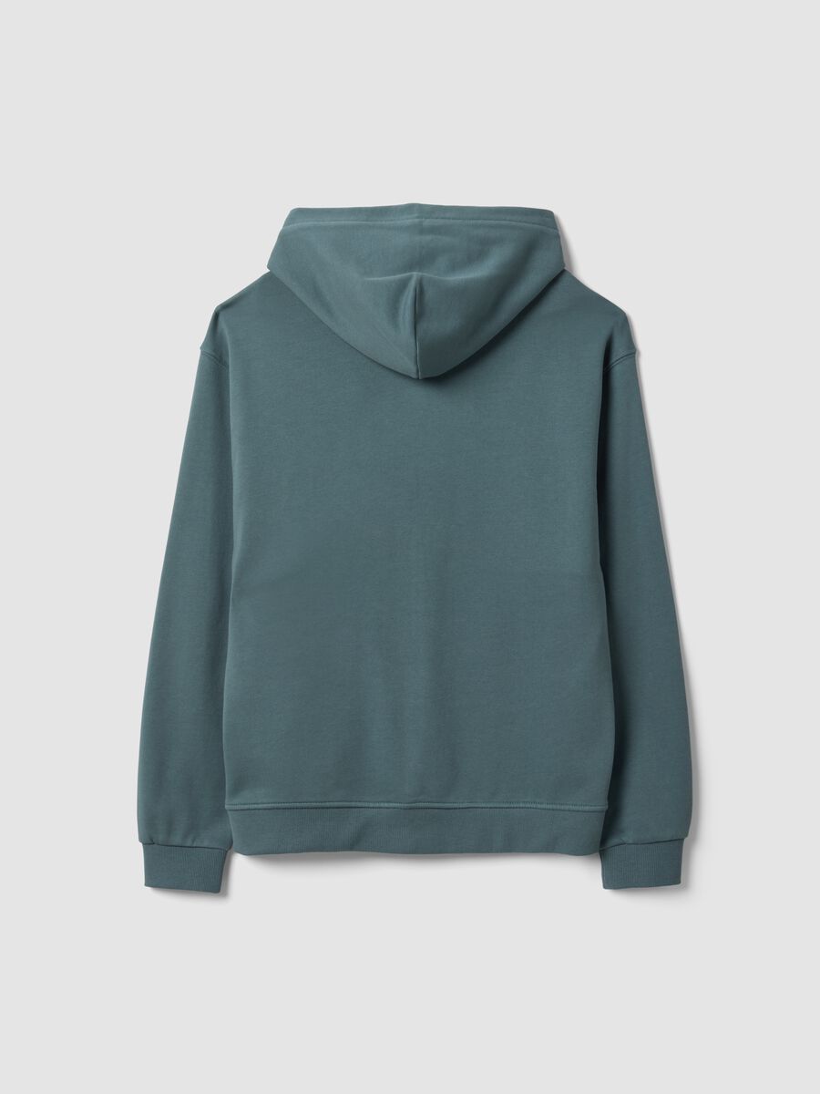 Felpa verde con cappuccio e zip in puro cotone organico per ragazzo relaxed fit_6
