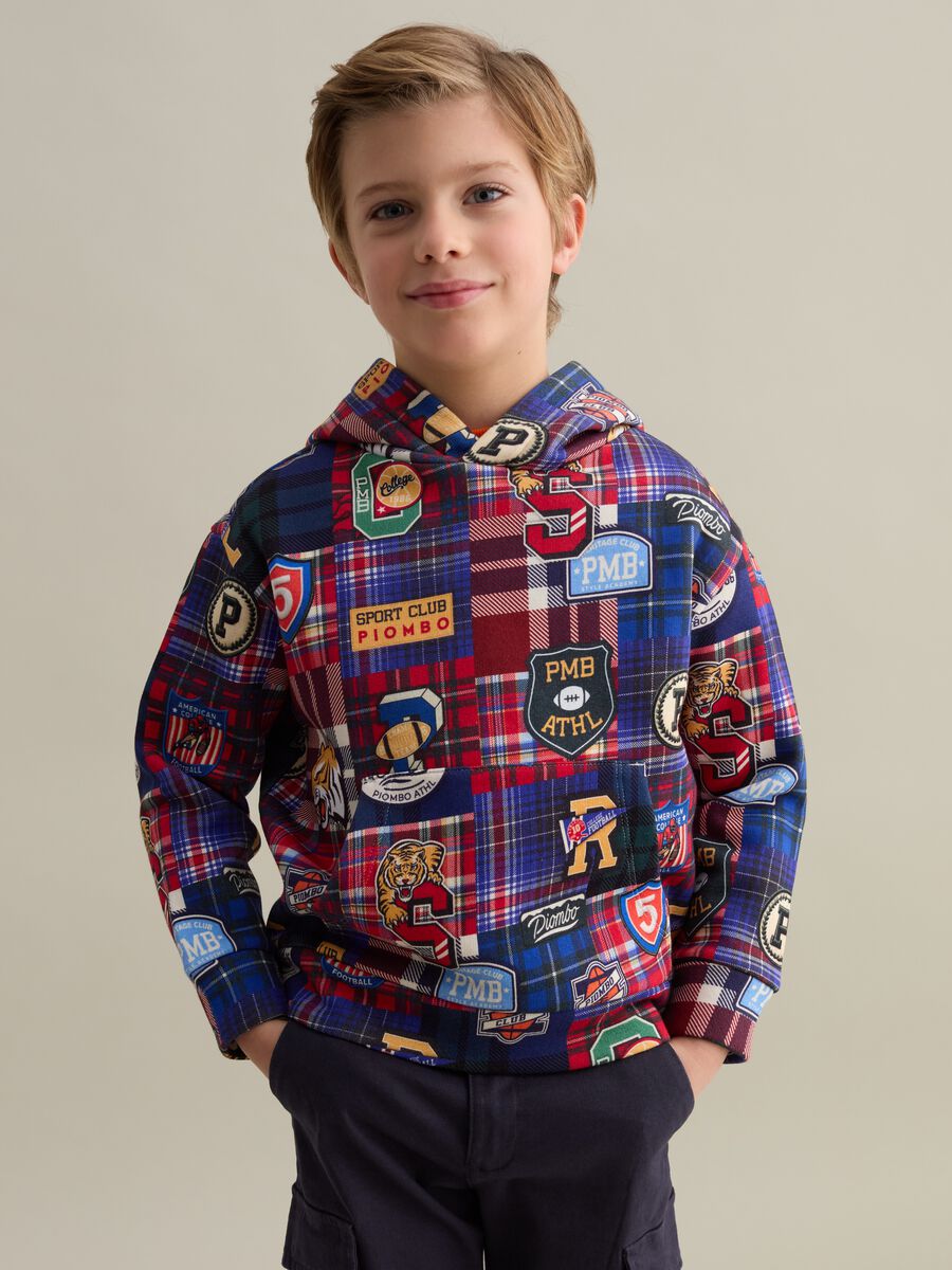 Sweatshirt with check pattern and hood_0