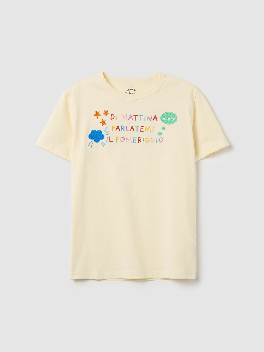 Yellow "Di mattina parlatemi il pomeriggio" T-shirt in cotton_4