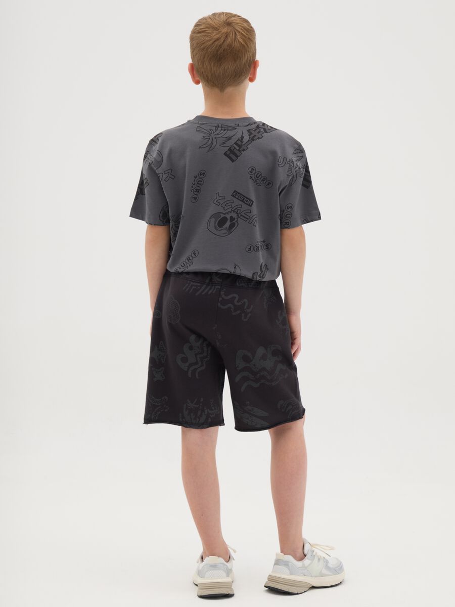 Shorts da ragazzo in puro cotone nero regular fit_1
