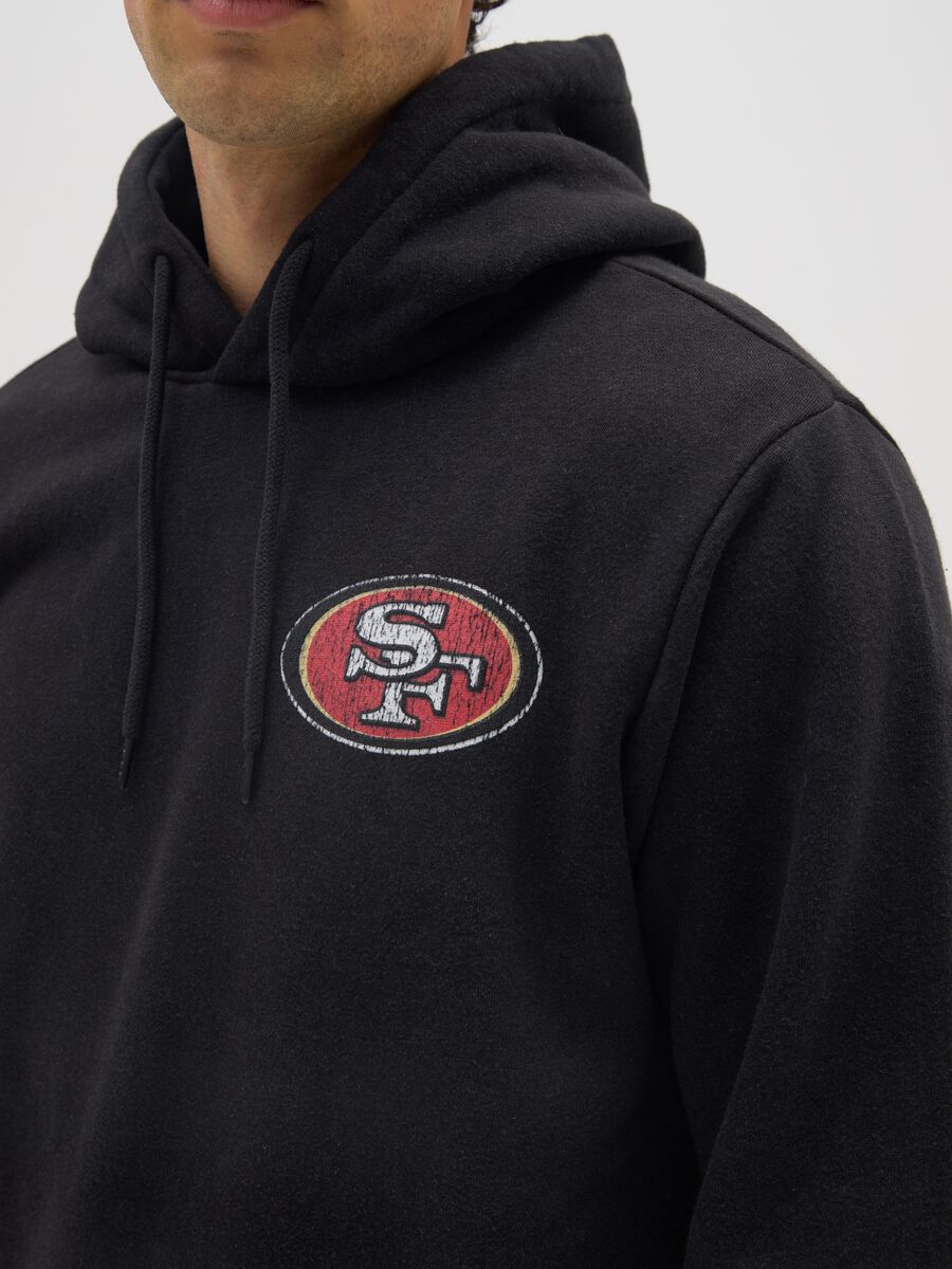 Black cotton blend hoodie with San Francisco 49ers logo_3