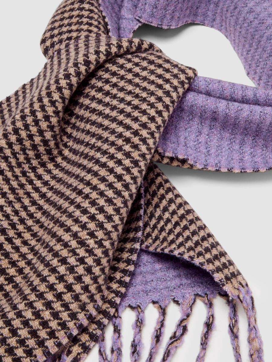 Brown fringed stretch-wool scarf_1