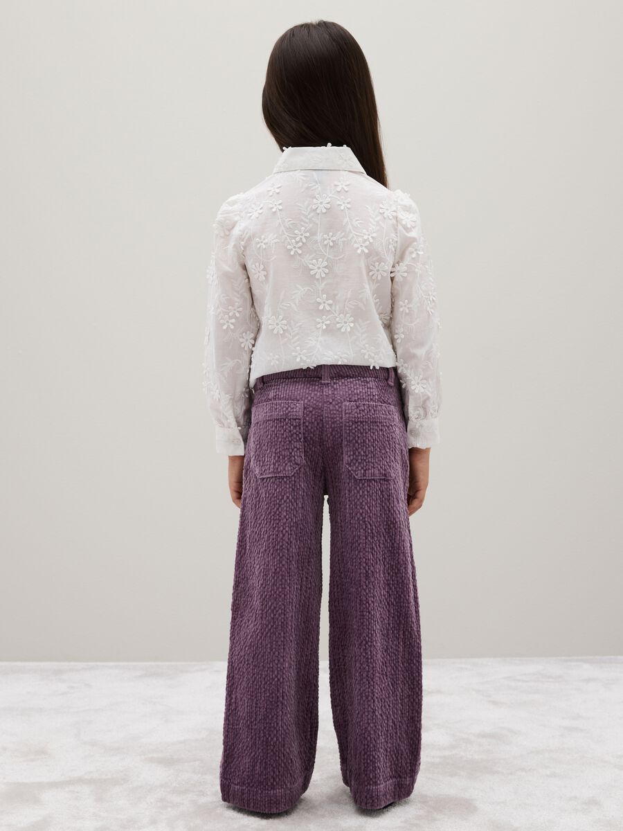 Girls' Wide Leg Purple Cotton Trousers_1