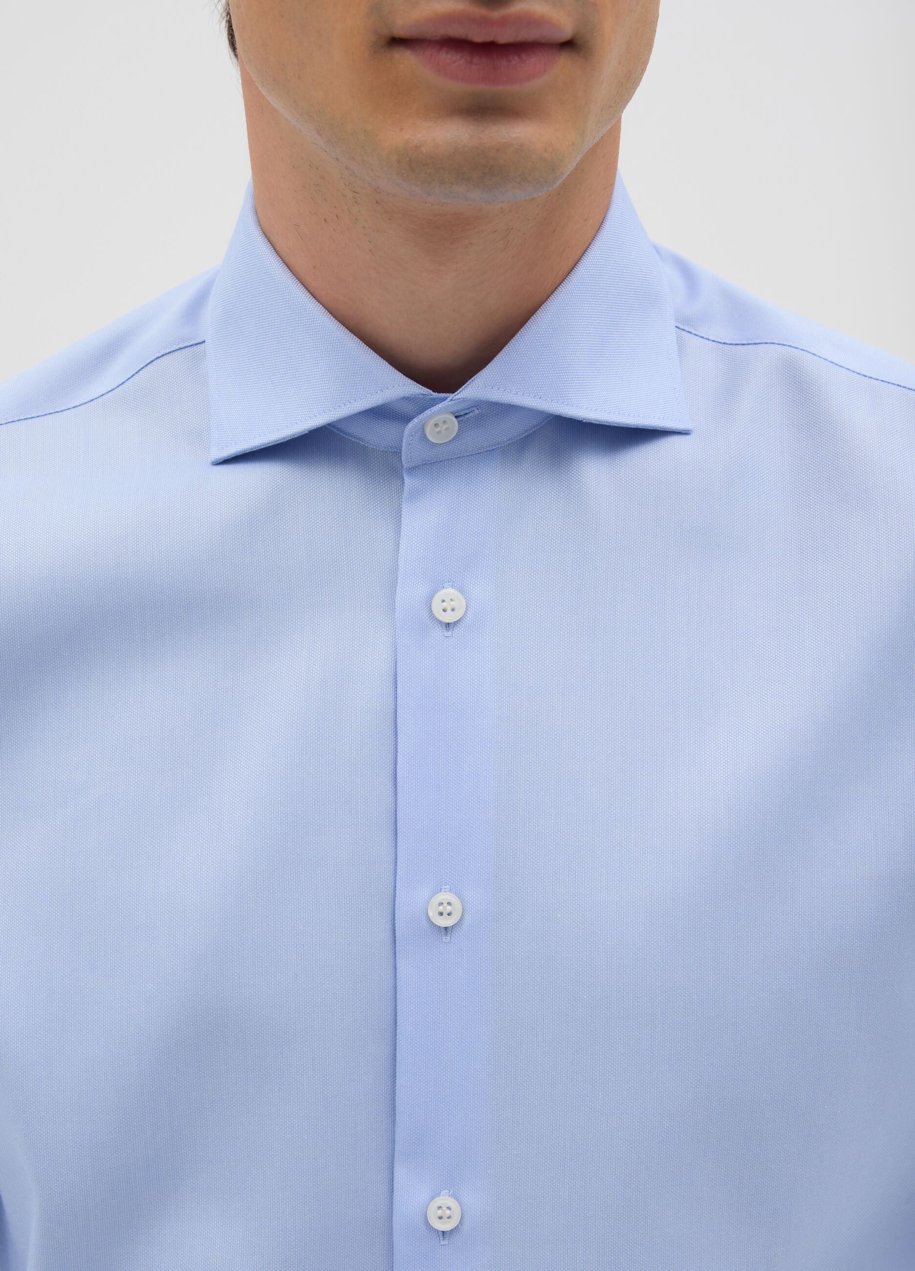 Men's Light Blue Pure Cotton Slim Fit Shirt