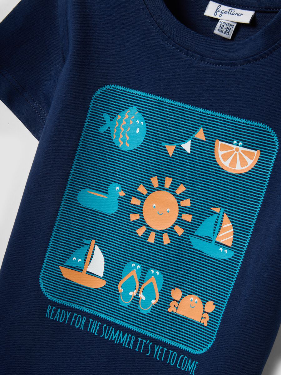 Blue pure cotton boys&rsquo; regular-fit T-shirt with nautical print_3