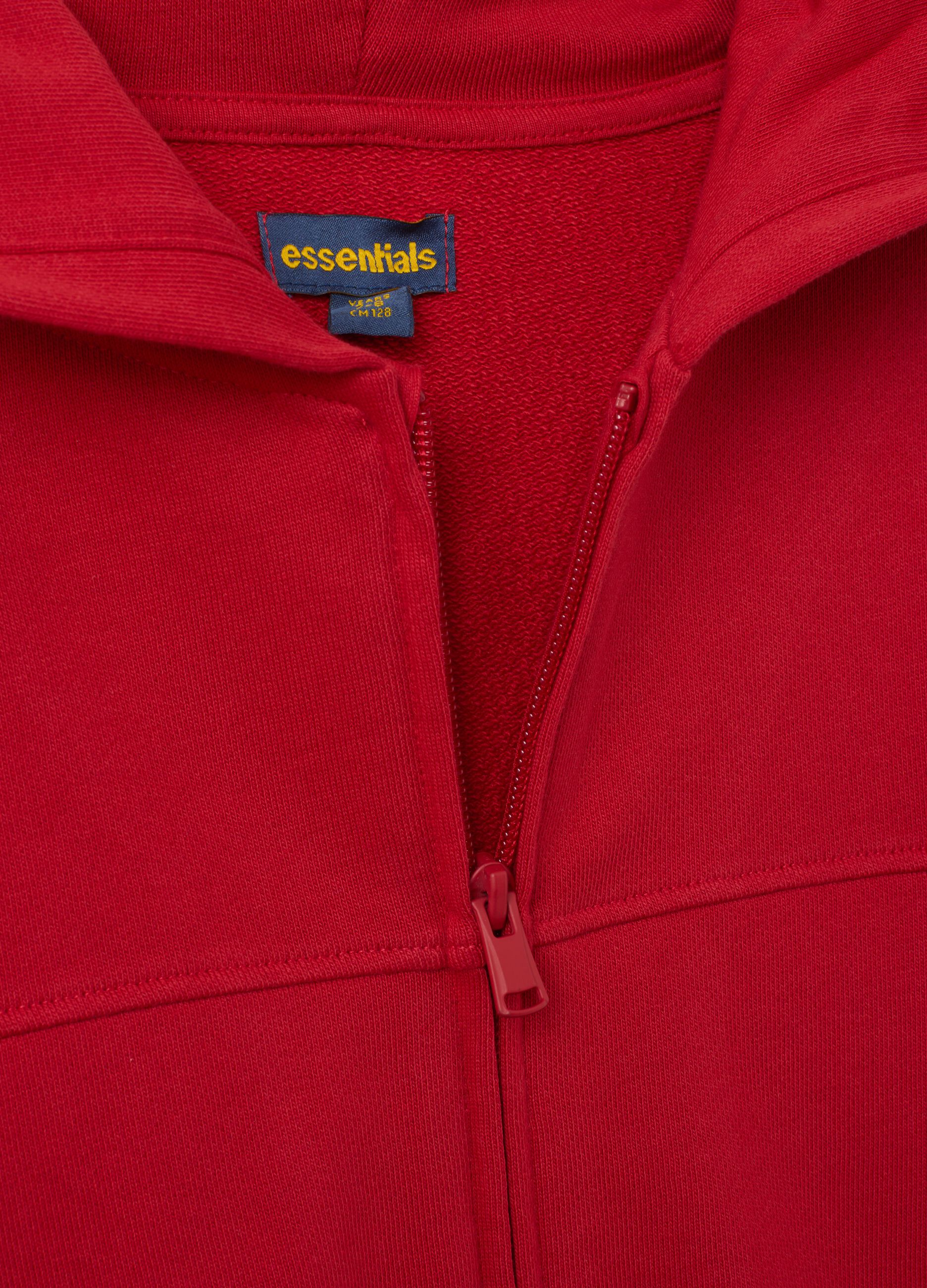 Felpa da bambino in puro cotone rossa regular fit