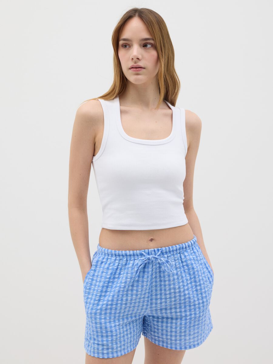 Women’s white fitted vest top in stretch cotton_3