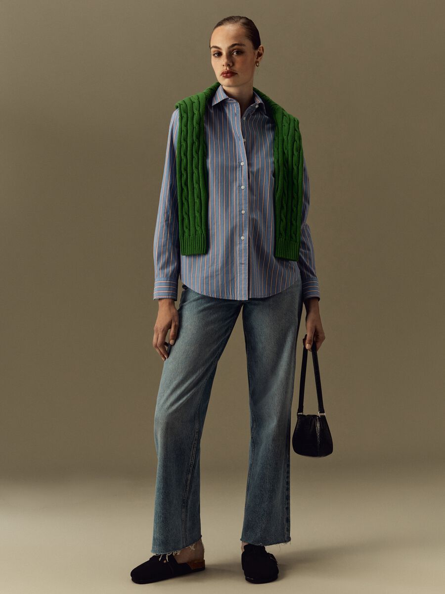 Camicia in cotone fantasia a righe_0