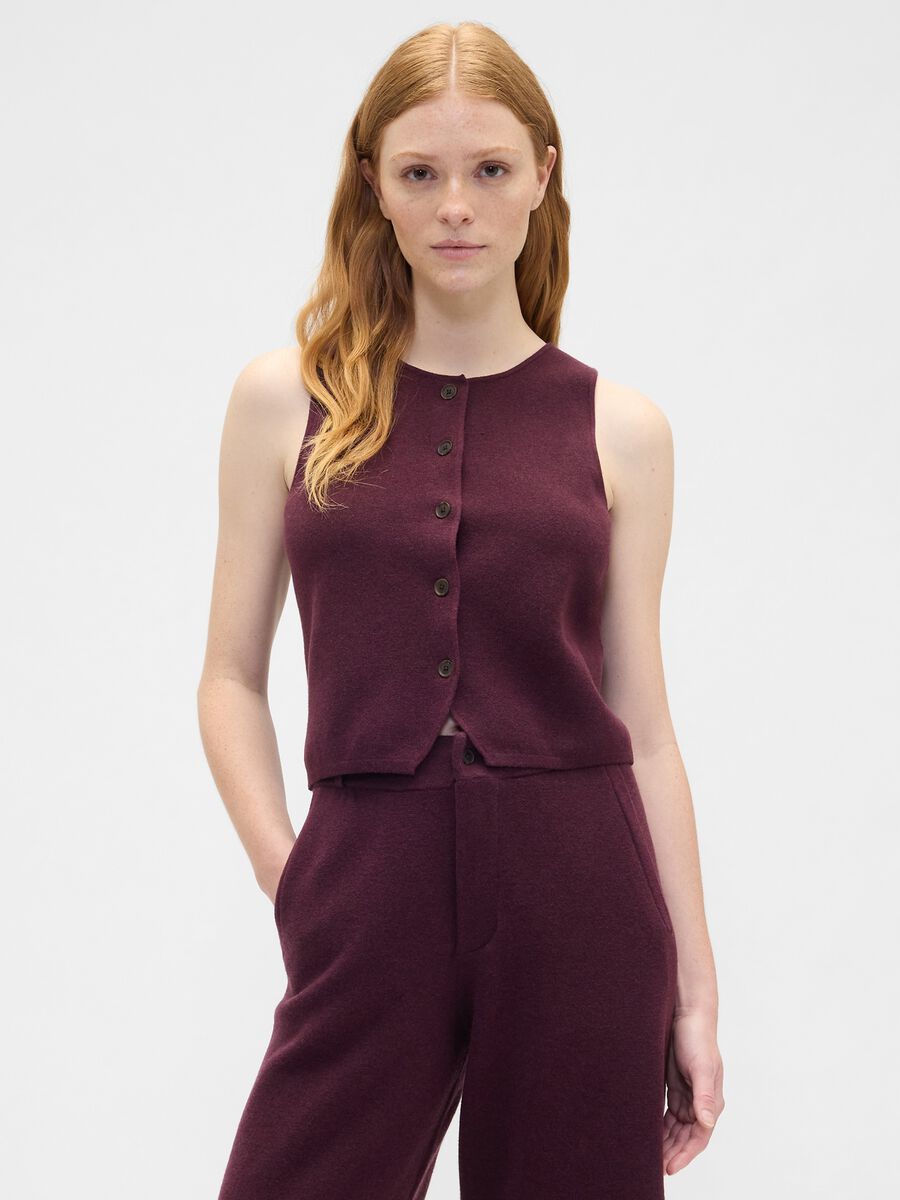 Gilet viola in misto fibre_0