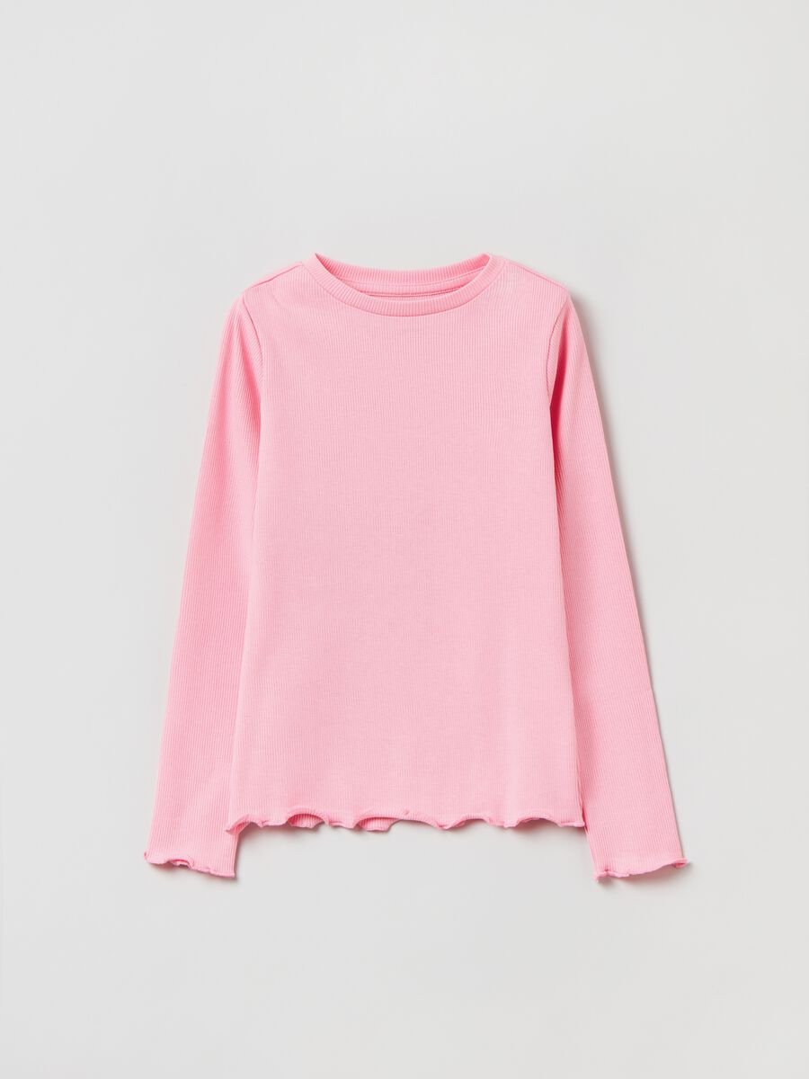 T-shirt a maniche lunghe a costine_0