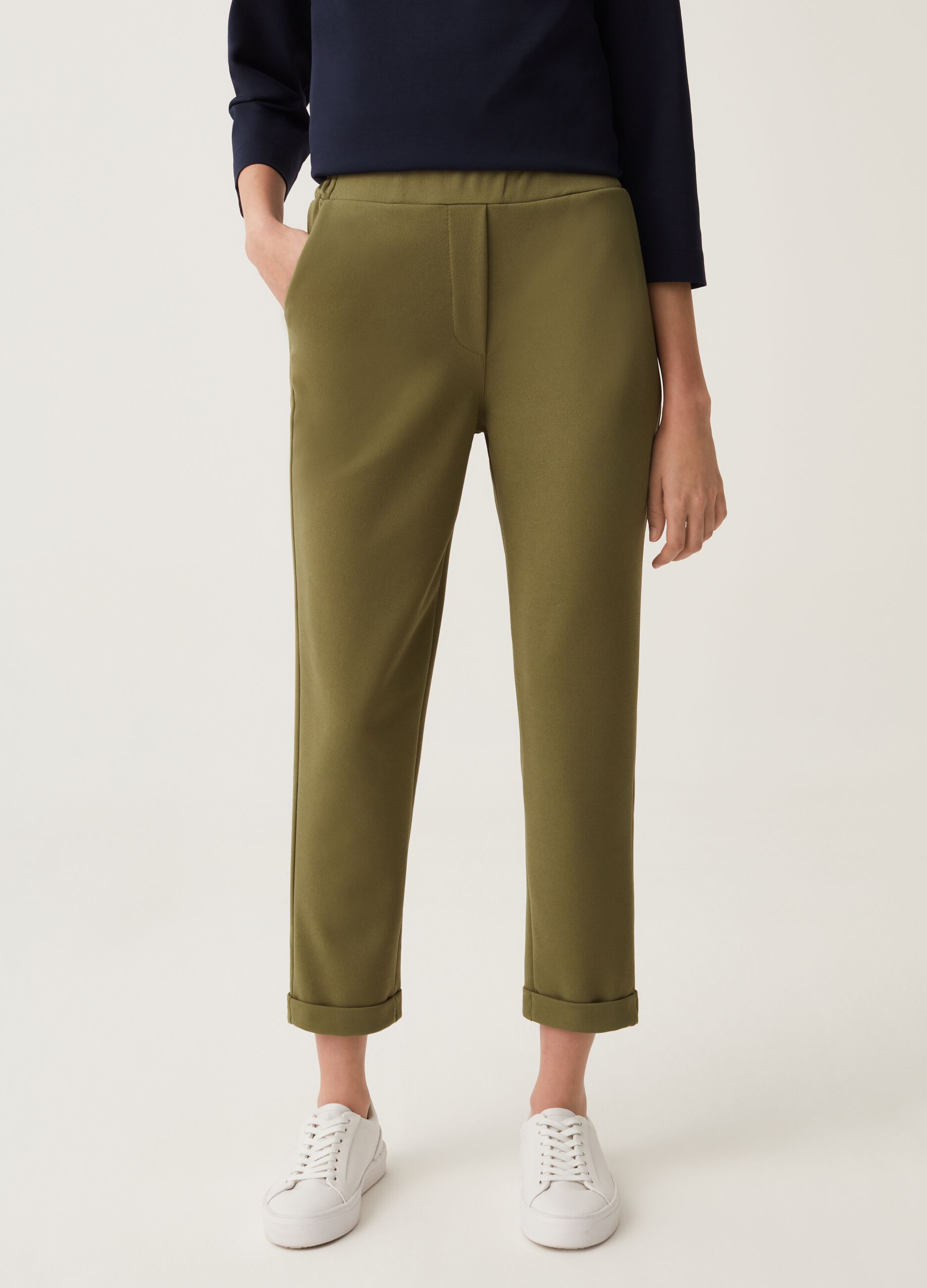 Pantaloni a sigaretta con risvolti Hybrid_1