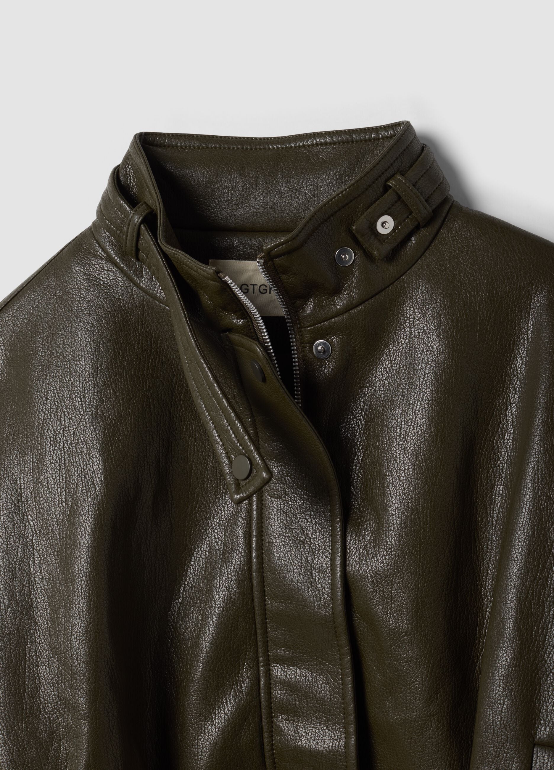 Green viscose-blend jacket with zip and belt