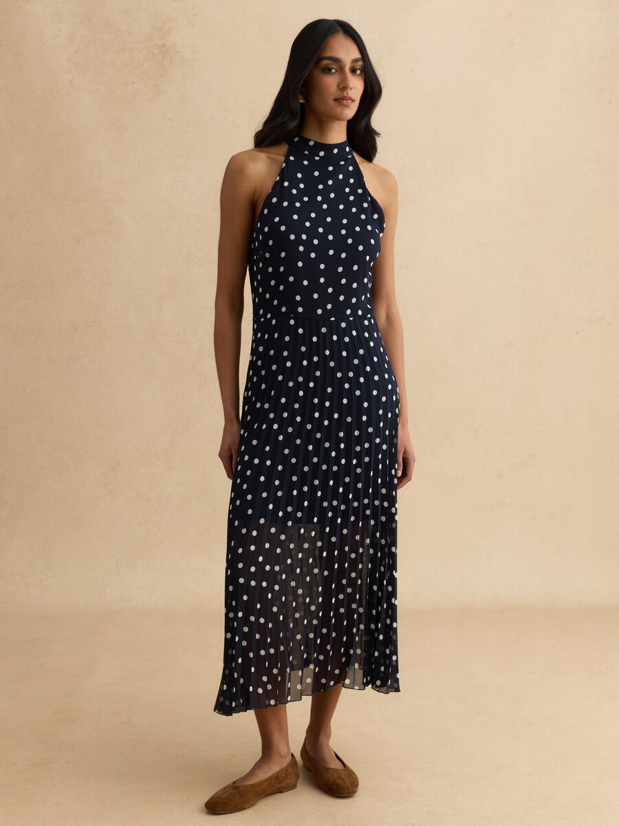 Sleeveless Multicolour Polka Dot Regular Fit Dress_1