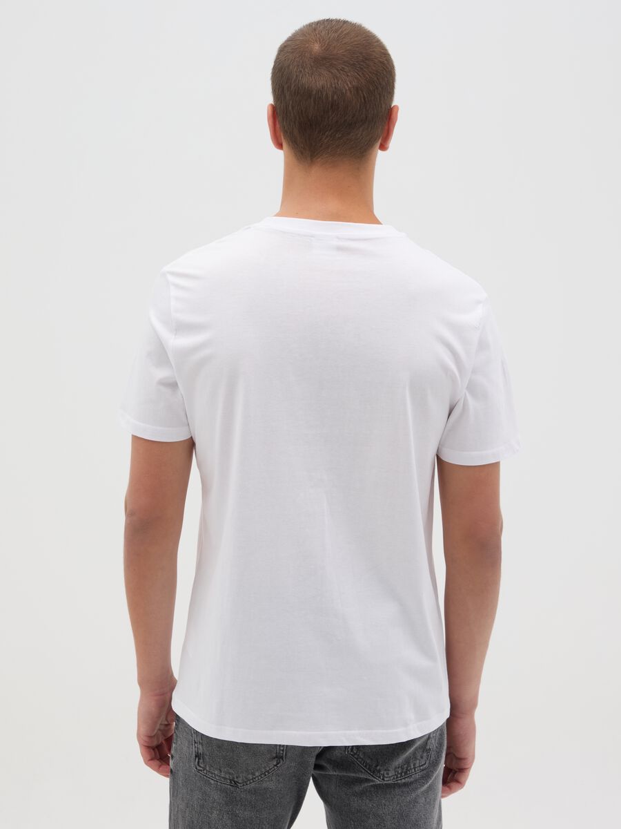 T-shirt da uomo in puro cotone bianca regular fit con stampa nera_3