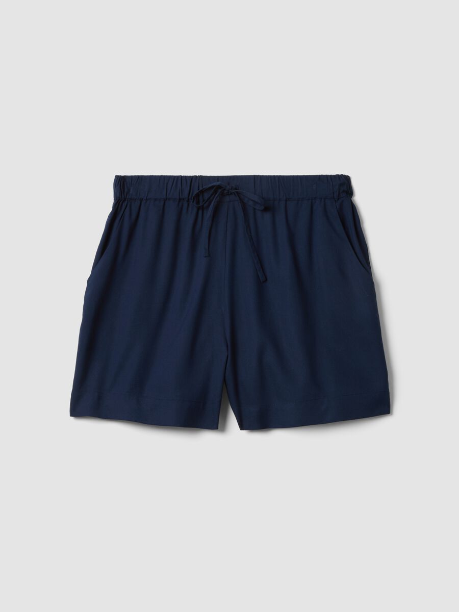 Shorts blu in pura viscosa con vita elastica_4