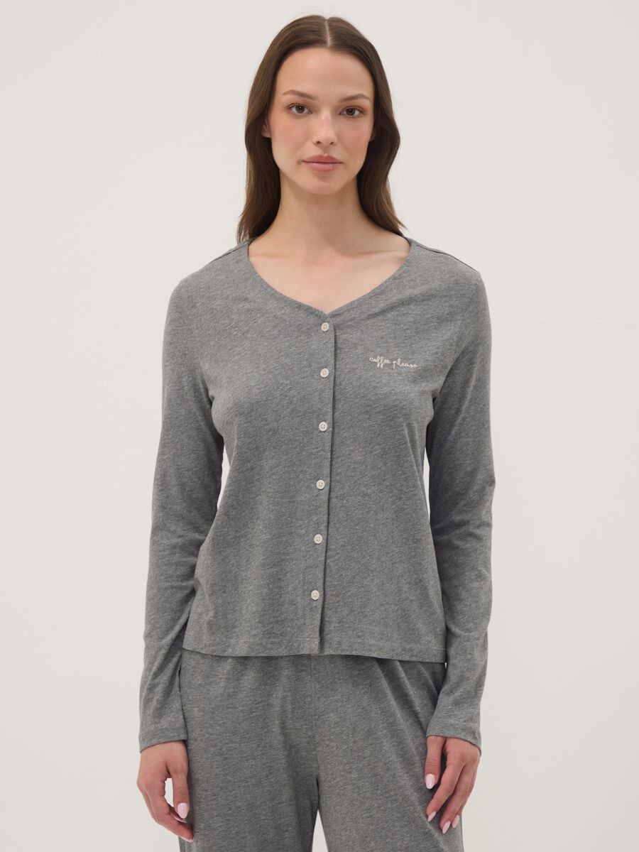 T-shirt pigiama grigio in misto cotone viscosa_2