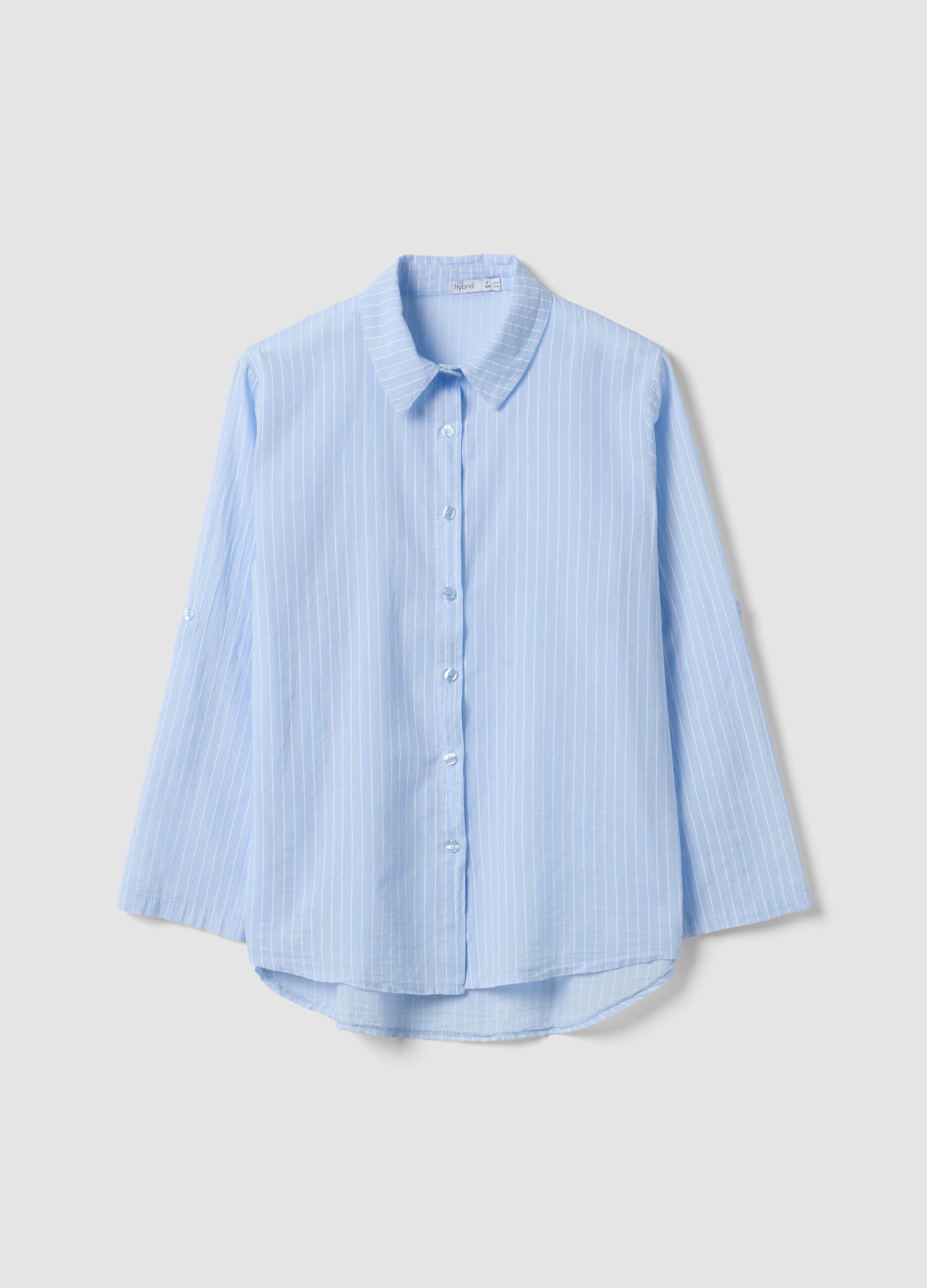 Blue striped pure cotton regular fit shirt