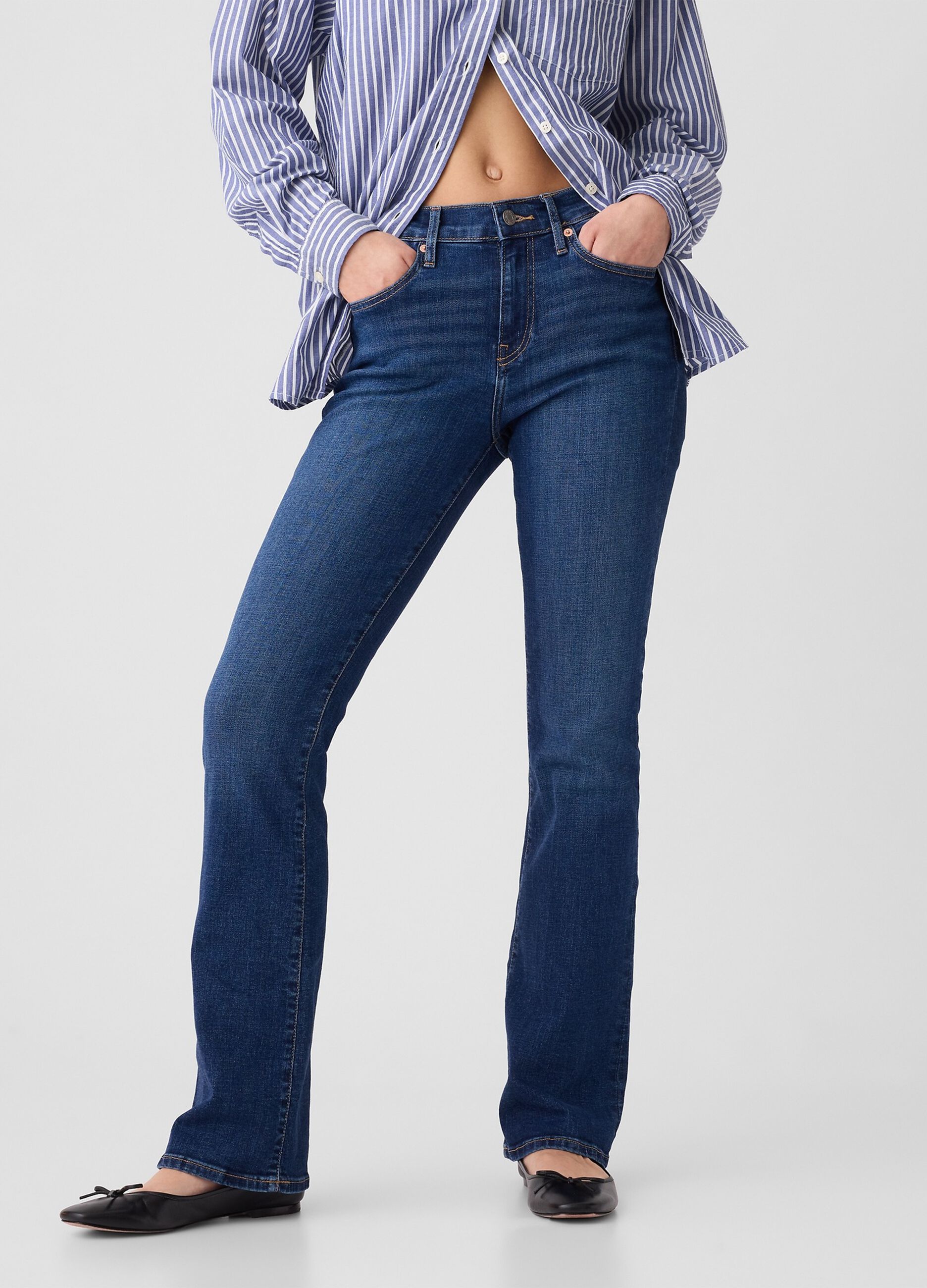 Jeans bootcut flare fit a vita alta