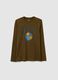 Boy's long sleeve shirt in pure brown cotton_0