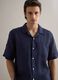 Blue short sleeve pure linen regular fit shirt with chest pocket_3