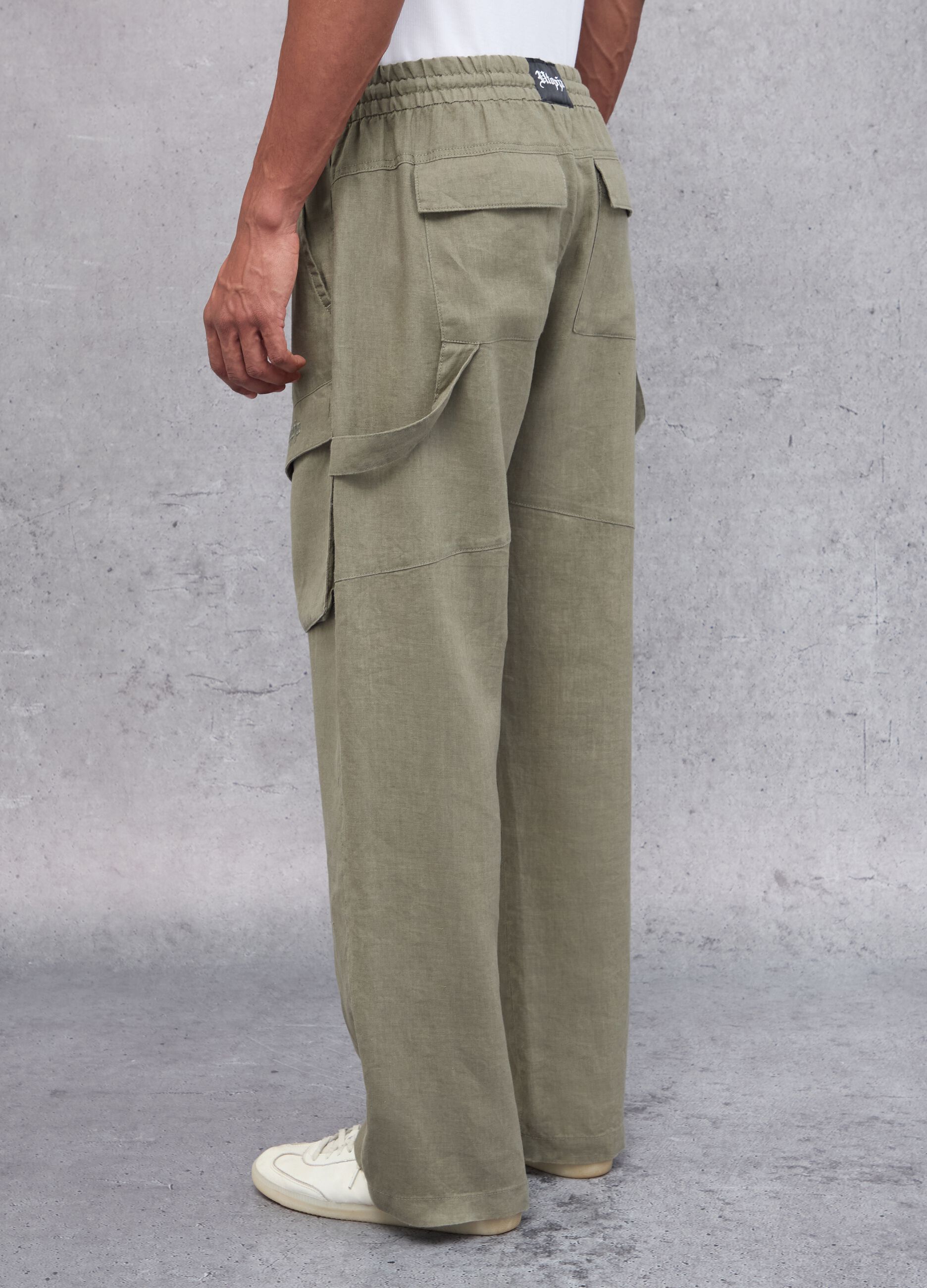 100% Linen Cargo Pants Military Green