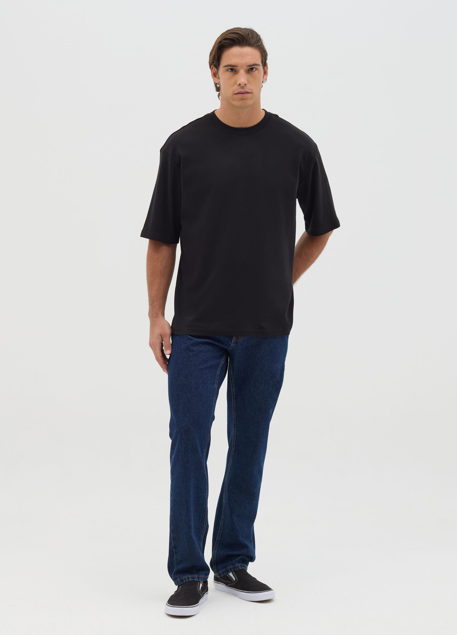 Black short sleeve cotton T-shirt