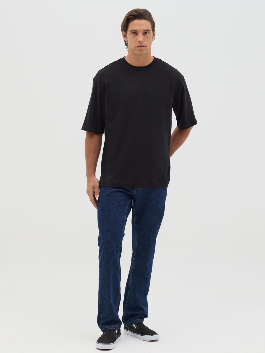 Black short sleeve cotton T-shirt_1
