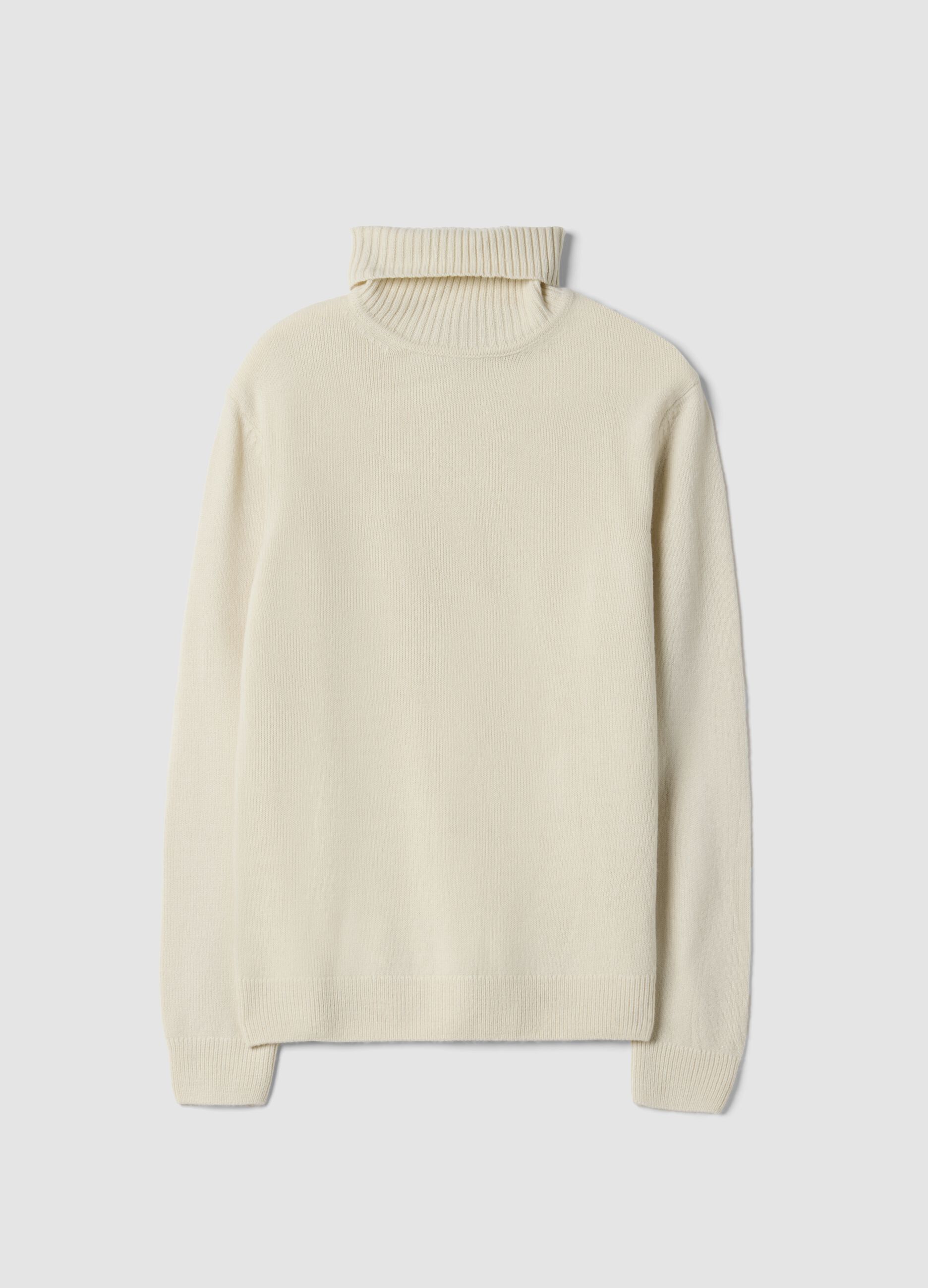 Maglia bianca a dolcevita regular fit in jersey knit