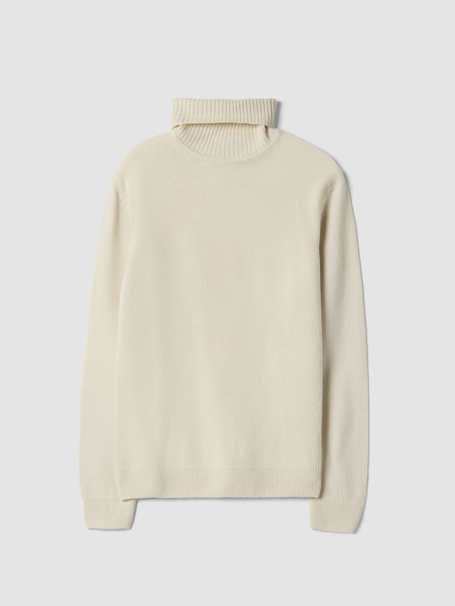 Maglia bianca a dolcevita regular fit in jersey knit_0