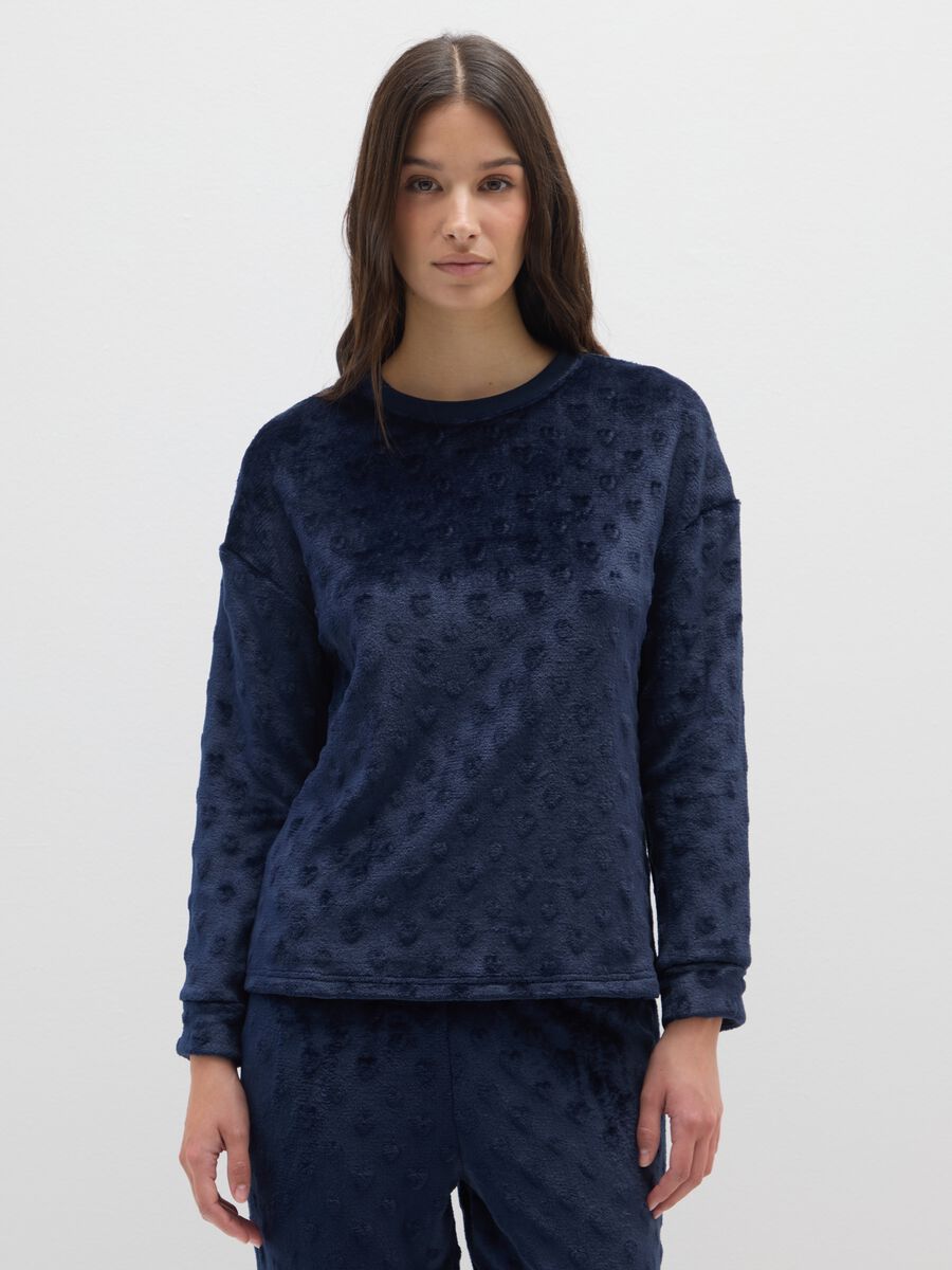 Blue Regular Fit Coral Fleece Pyjamas_1