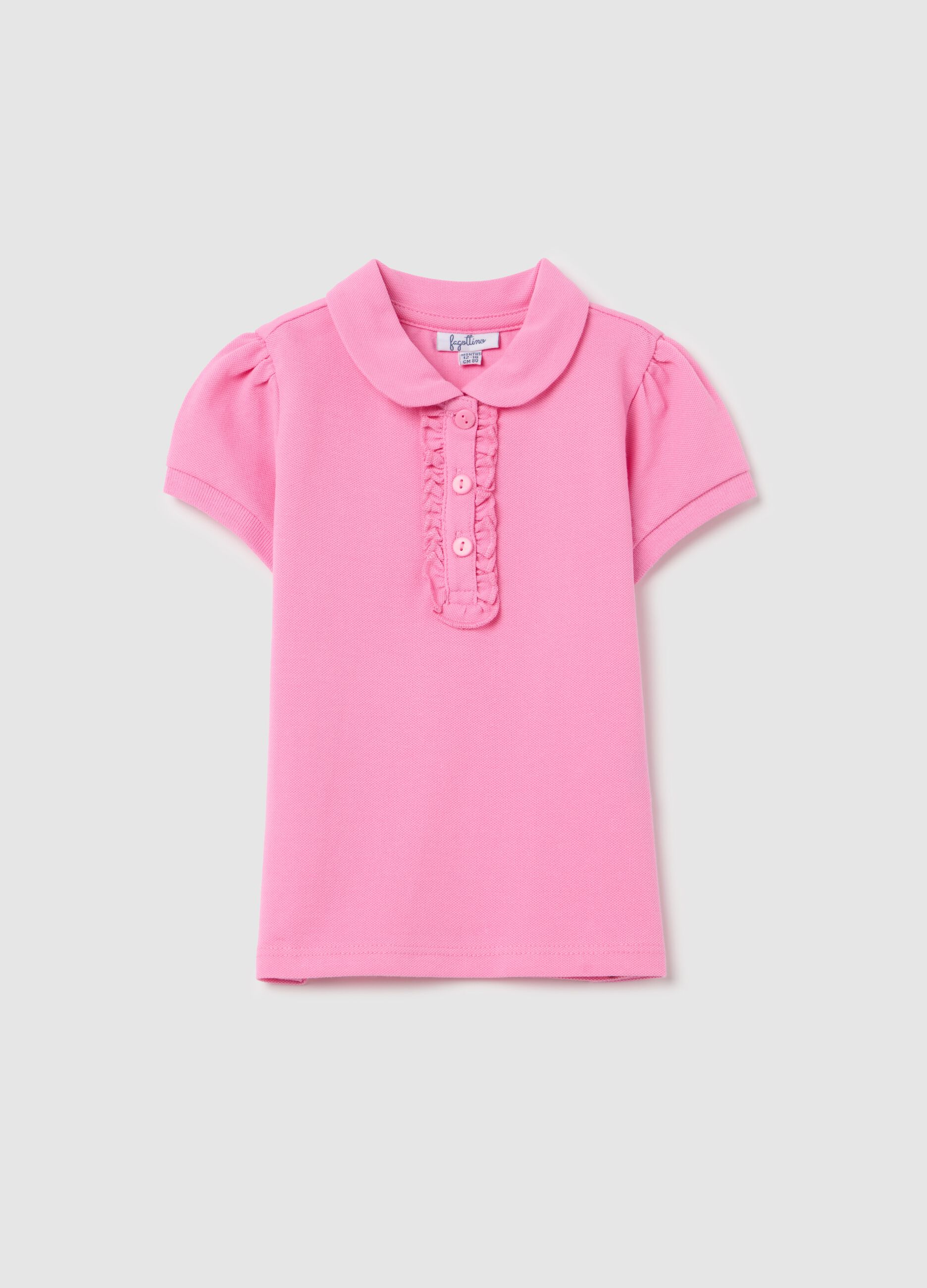 Piquet polo shirt with rounded collar