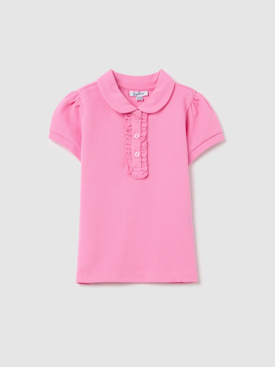 Piquet polo shirt with rounded collar_0