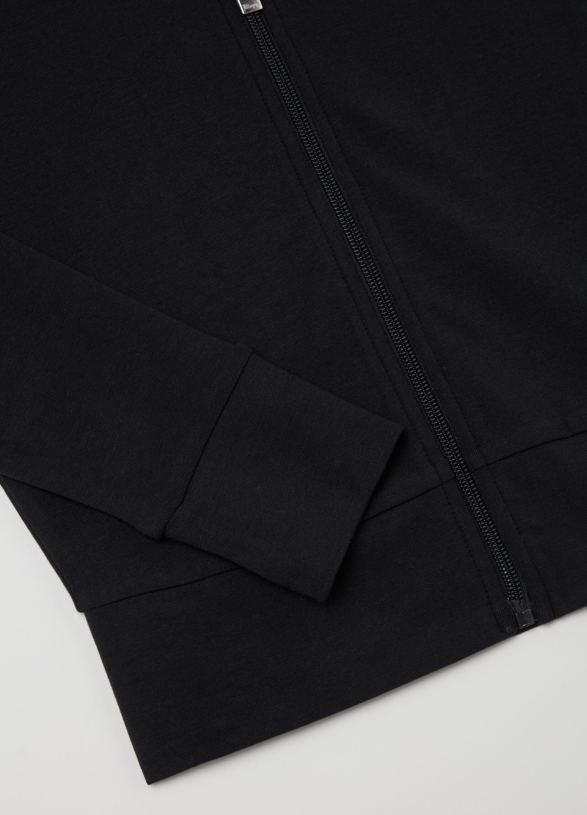 Crop Jersey Full-zip Black