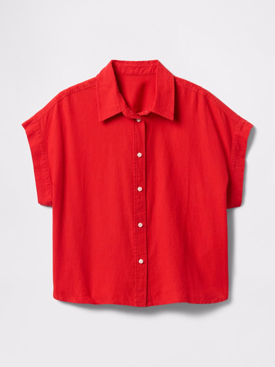 Red shirt in linen and viscose_3