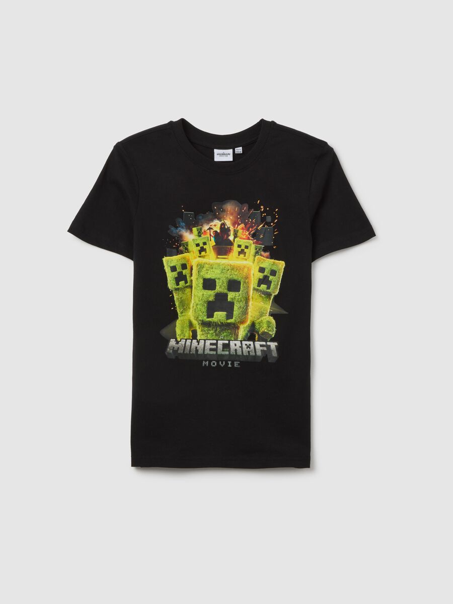 Black Minecraft T-shirt for boys in pure cotton_0