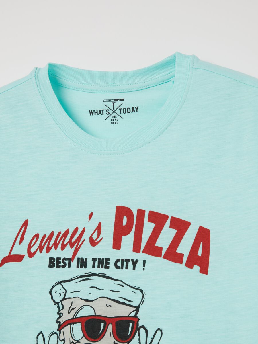 Slub jersey T-shirt with pizza print_5