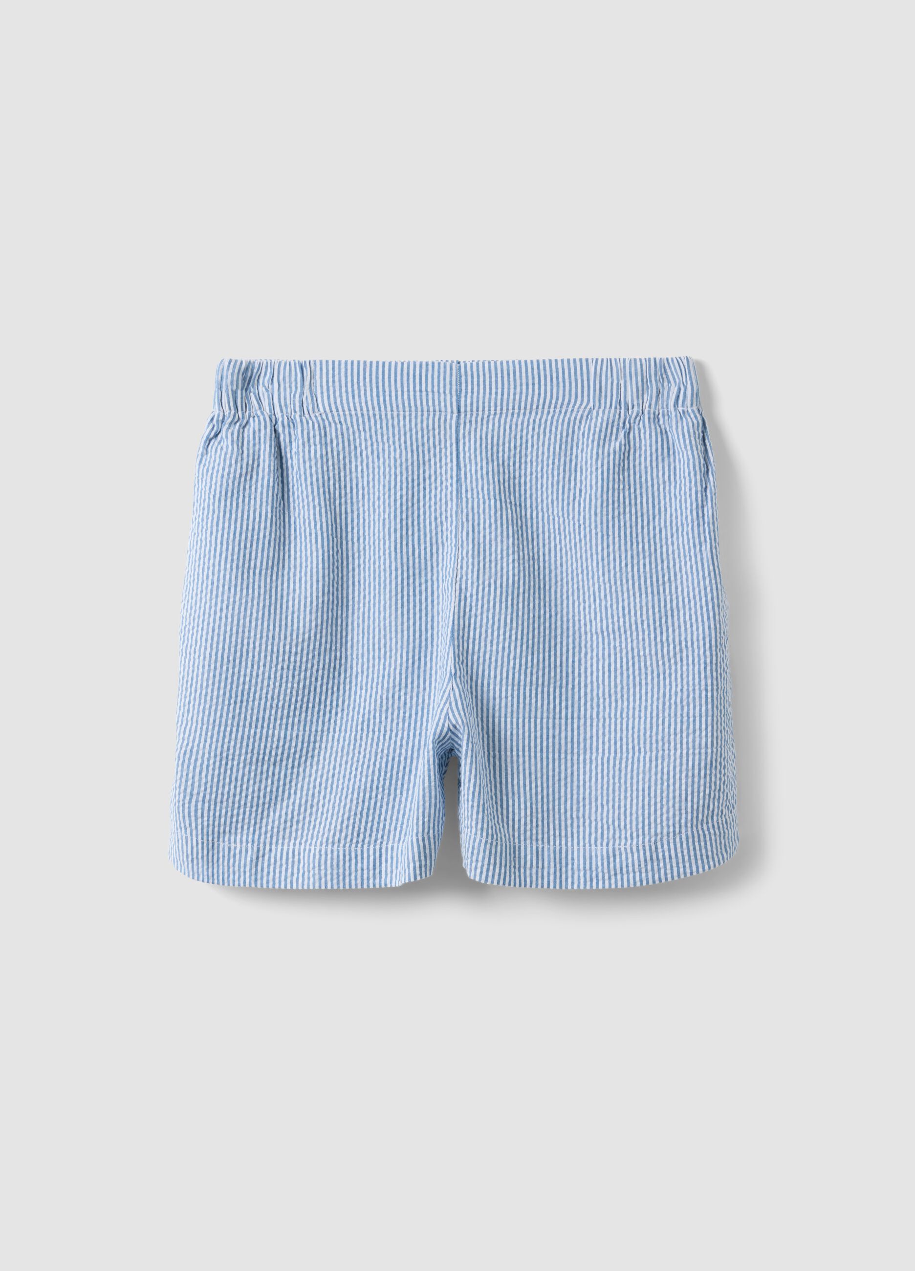 Regular-fit pure cotton shorts with yellow and white stripes