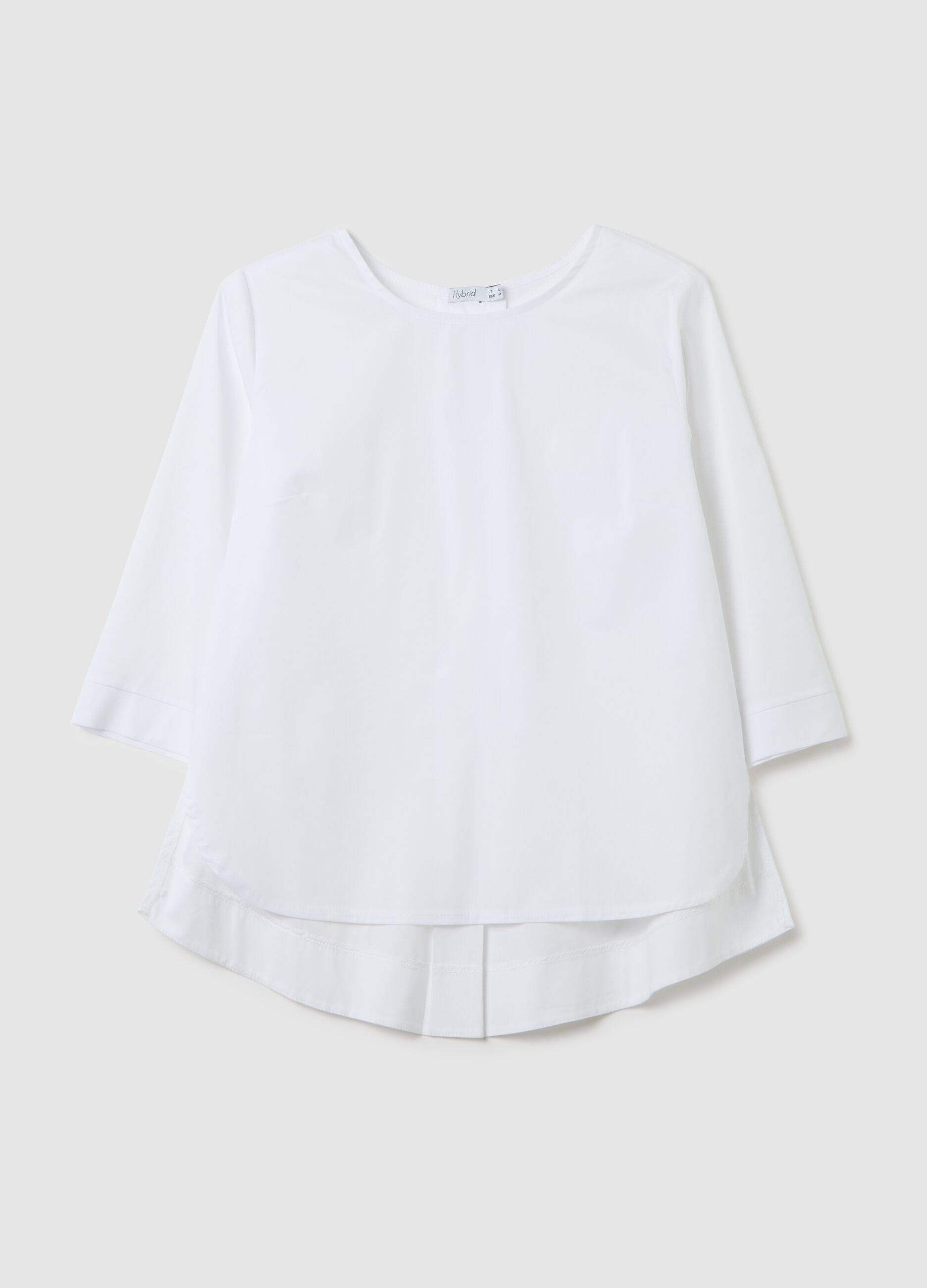 Maglia da donna in misto cotone bianca regular fit