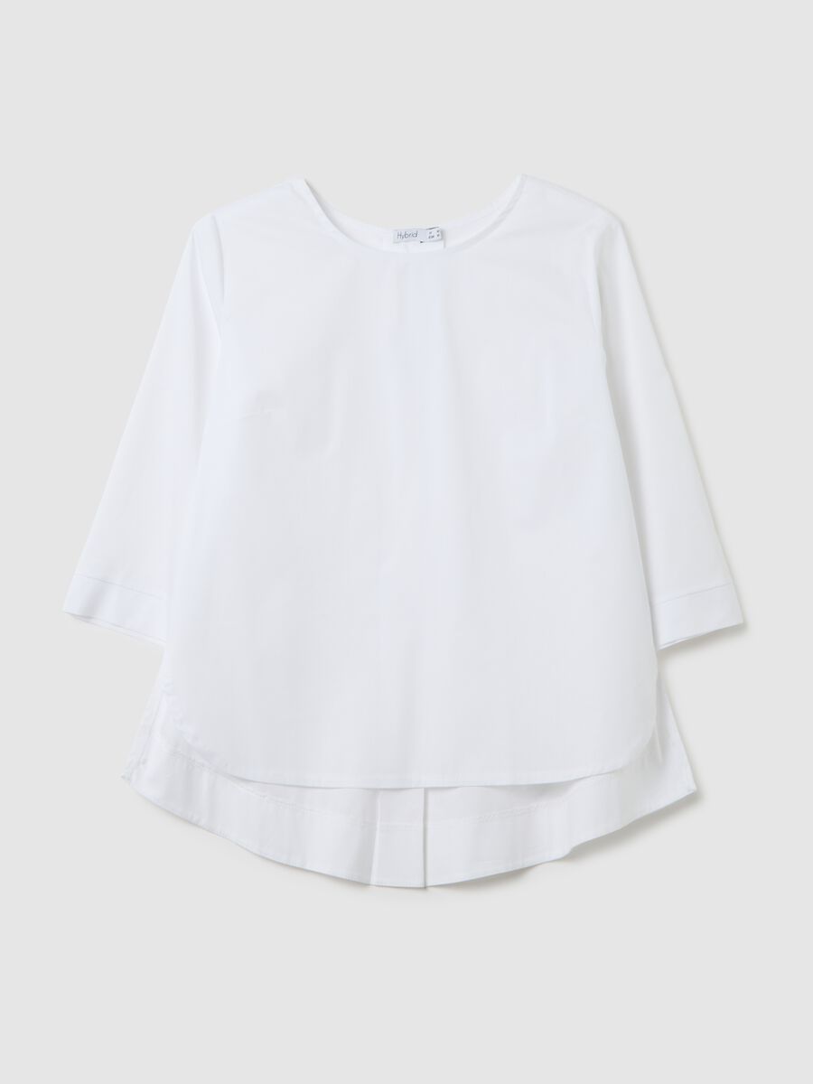 Maglia da donna in misto cotone bianca regular fit_0
