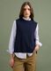Blue wool-blend crew-neck gilet with tie-fastening side tabs, regular fit_2